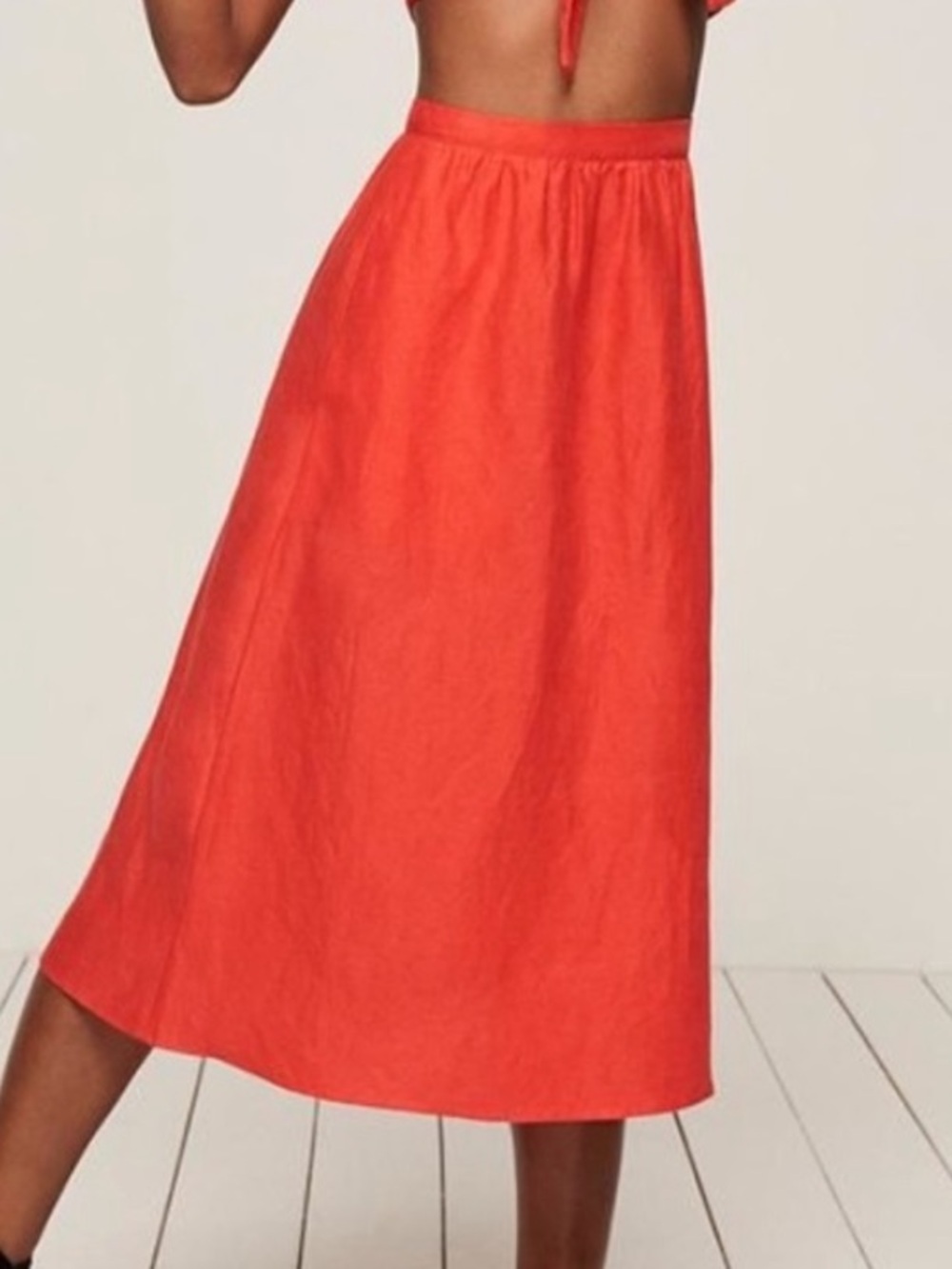 Reformation Torta Skirt orange Linen Maxi Skirt Size 0